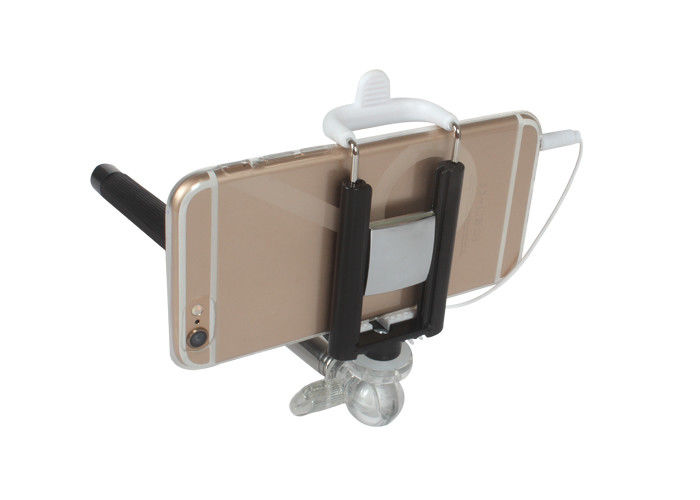 Pocket Monopod Selfie Tongkat Dengan Kabel dan Rear View Mirror, Wired 360 Clip Monopod